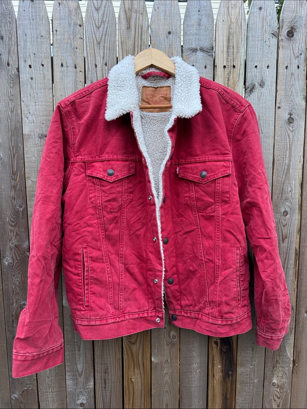 Levi's Red Sherpa-Lined Jean Jacket